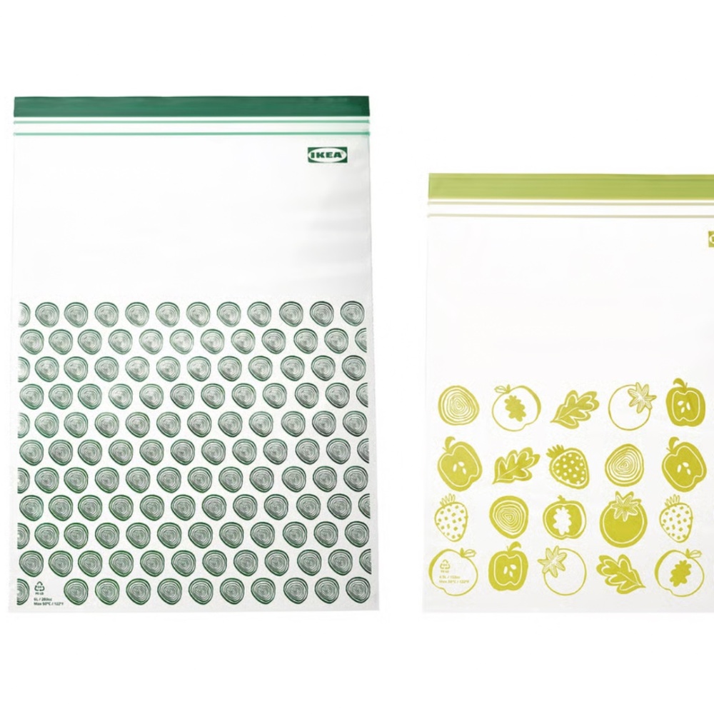 30 Pack - ISTAD Reusable Resealable Storage Bags Patterned Green 6 & 5 Qt